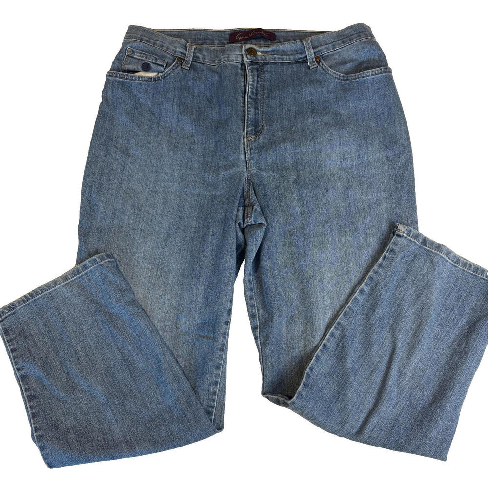 Gloria Vanderbilt Women’s 14 Short Bootcut Jeans Light Wash Stretch Denim Baggy
